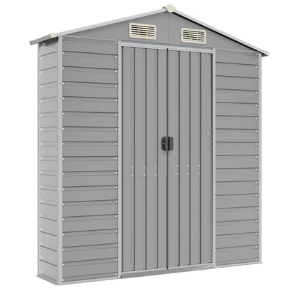 Garden Shed Light Grey 191x555x198 cm Galvanised Steel