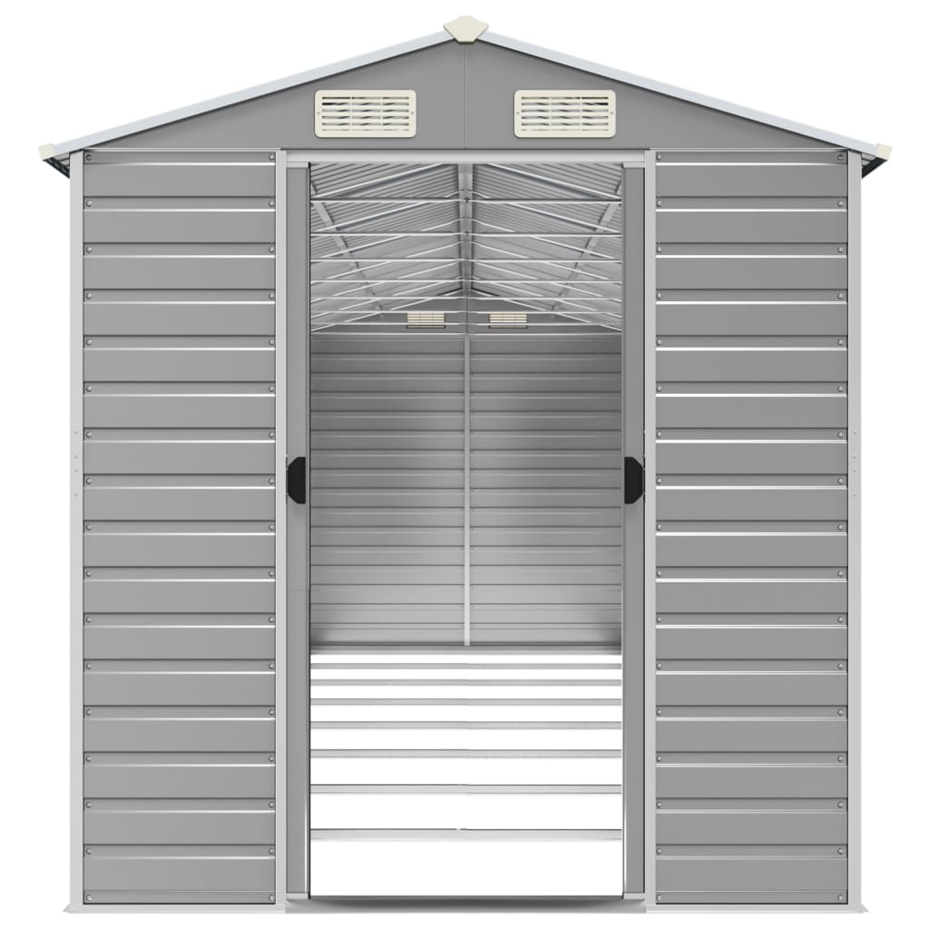 Garden Shed Light Grey 191x725x198 cm Galvanised Steel