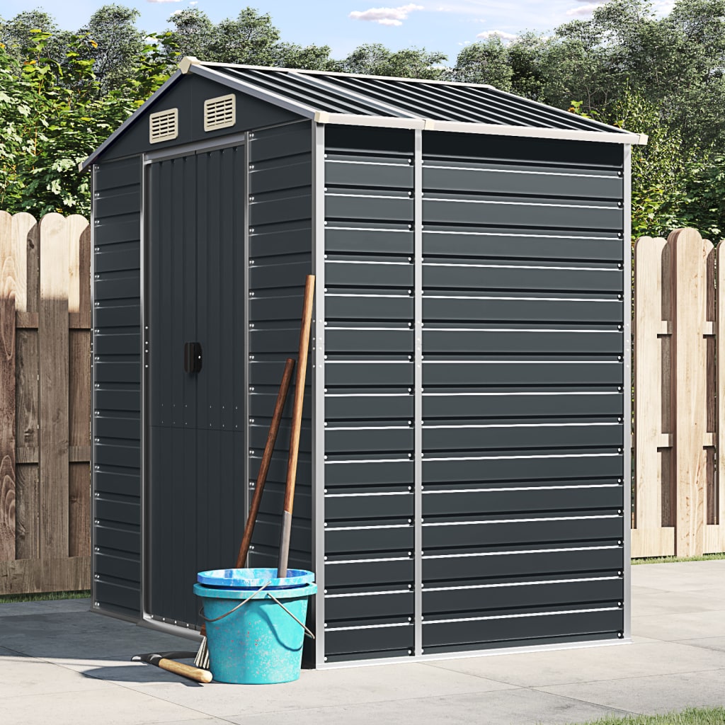 Garden Shed Anthracite 191x130x198 cm Galvanised Steel