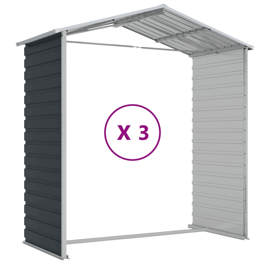 Garden Shed Anthracite 191x300x198 cm Galvanised Steel