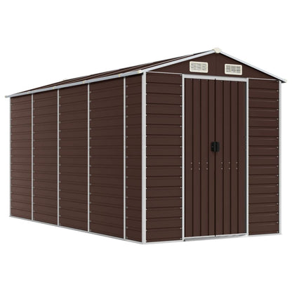 Garden Shed Brown 191x385x198 cm Galvanised Steel