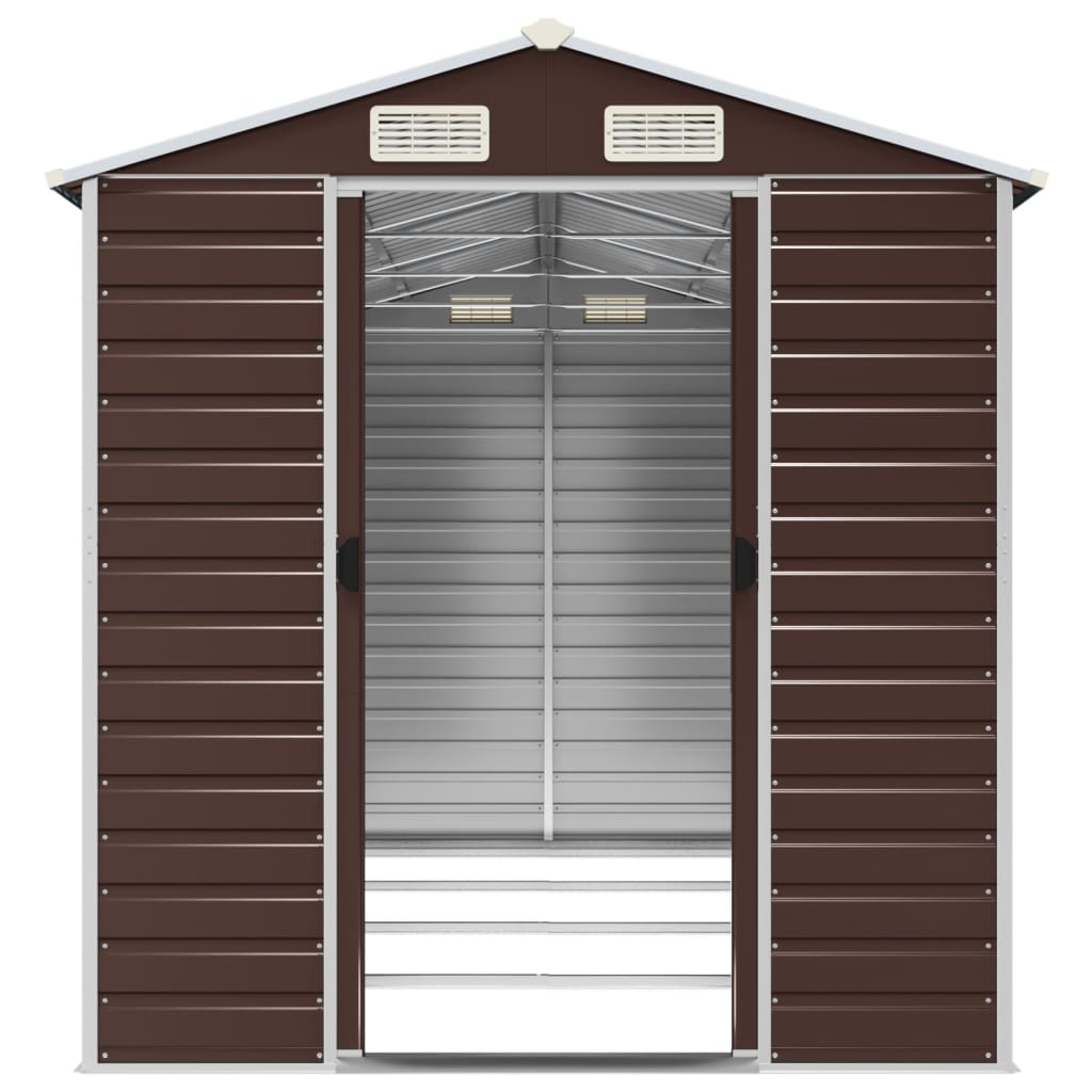 Garden Shed Brown 191x385x198 cm Galvanised Steel