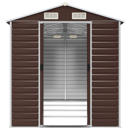 Garden Shed Brown 191x385x198 cm Galvanised Steel