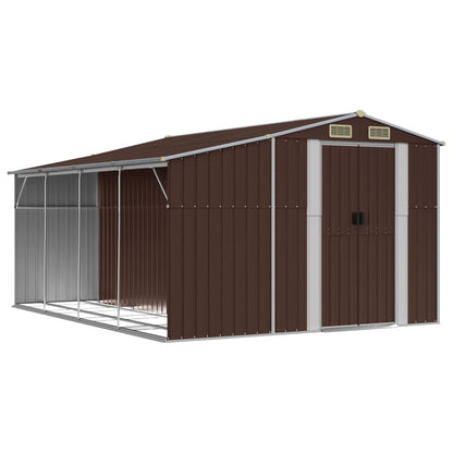 Garden Shed Brown 277x365.5x179 cm Galvanised Steel