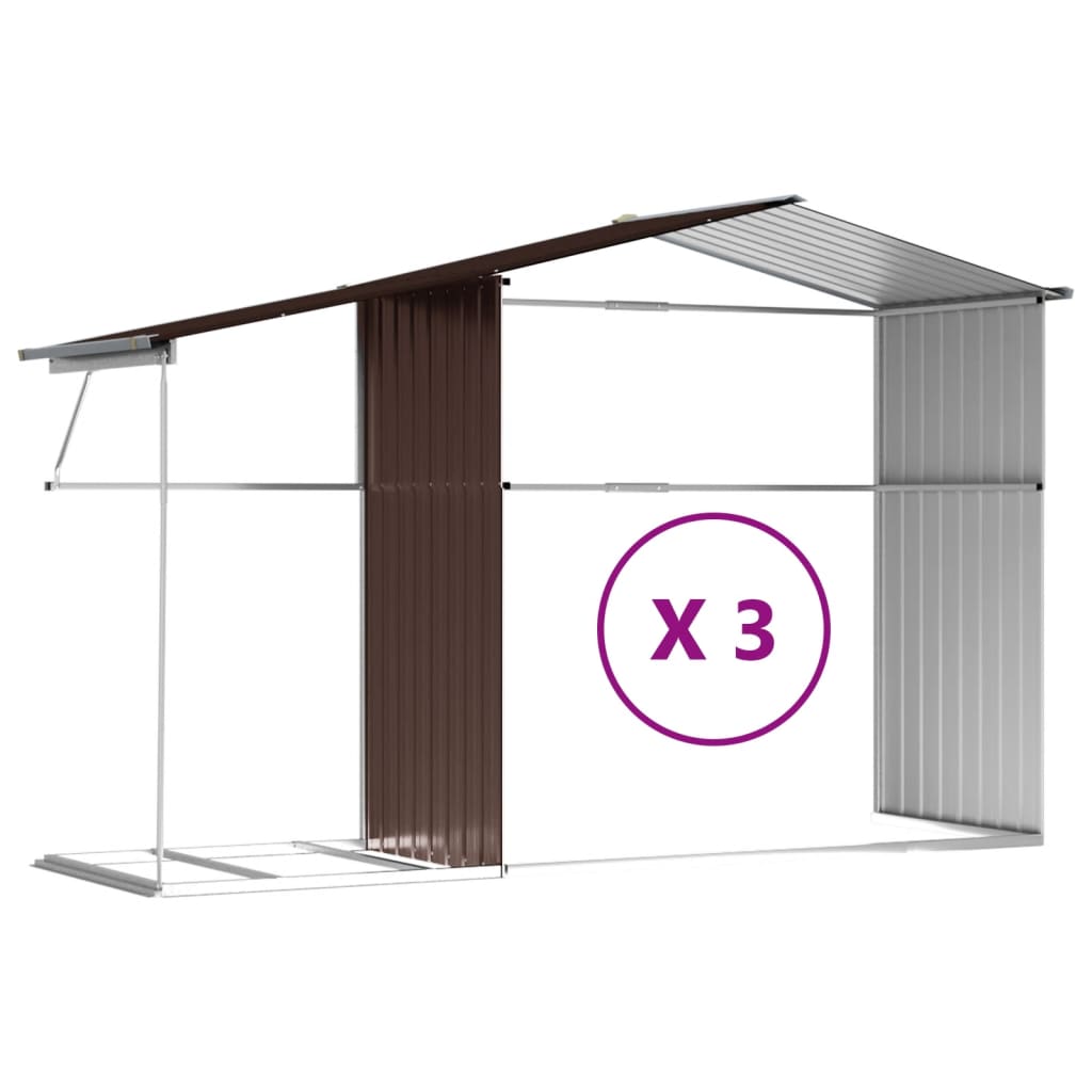 Garden Shed Brown 277x365.5x179 cm Galvanised Steel