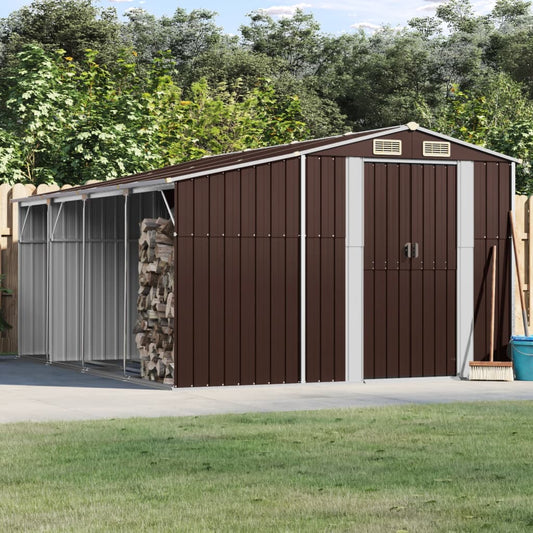 Garden Shed Brown 277x365.5x179 cm Galvanised Steel