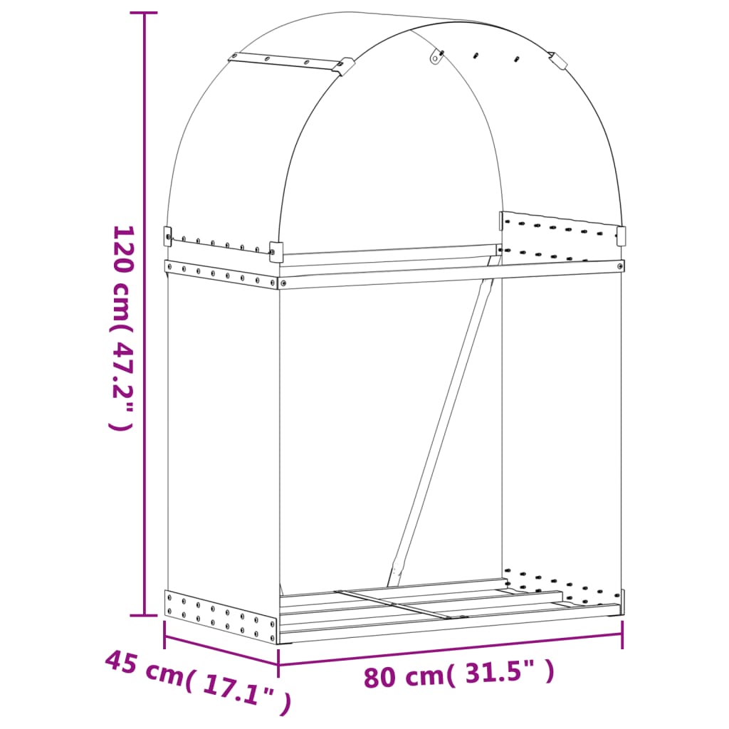 Log Holder Light Grey 80x45x120 cm Galvanised Steel