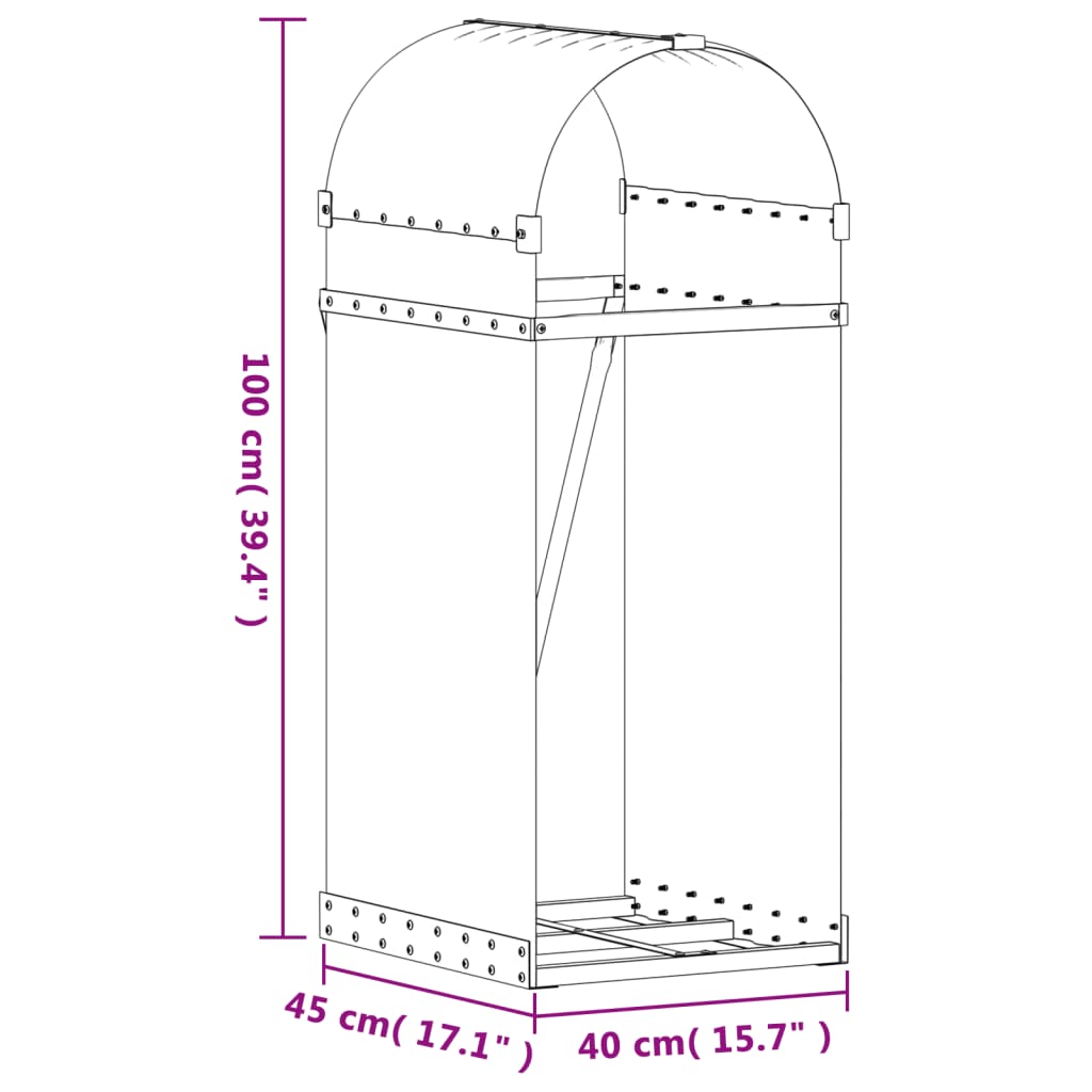 Log Holder Anthracite 40x45x100 cm Galvanised Steel