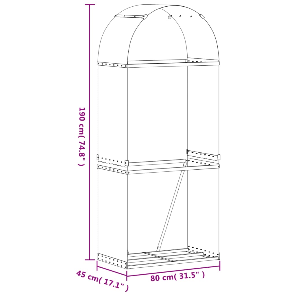 Log Holder Anthracite 80x45x190 cm Galvanised Steel