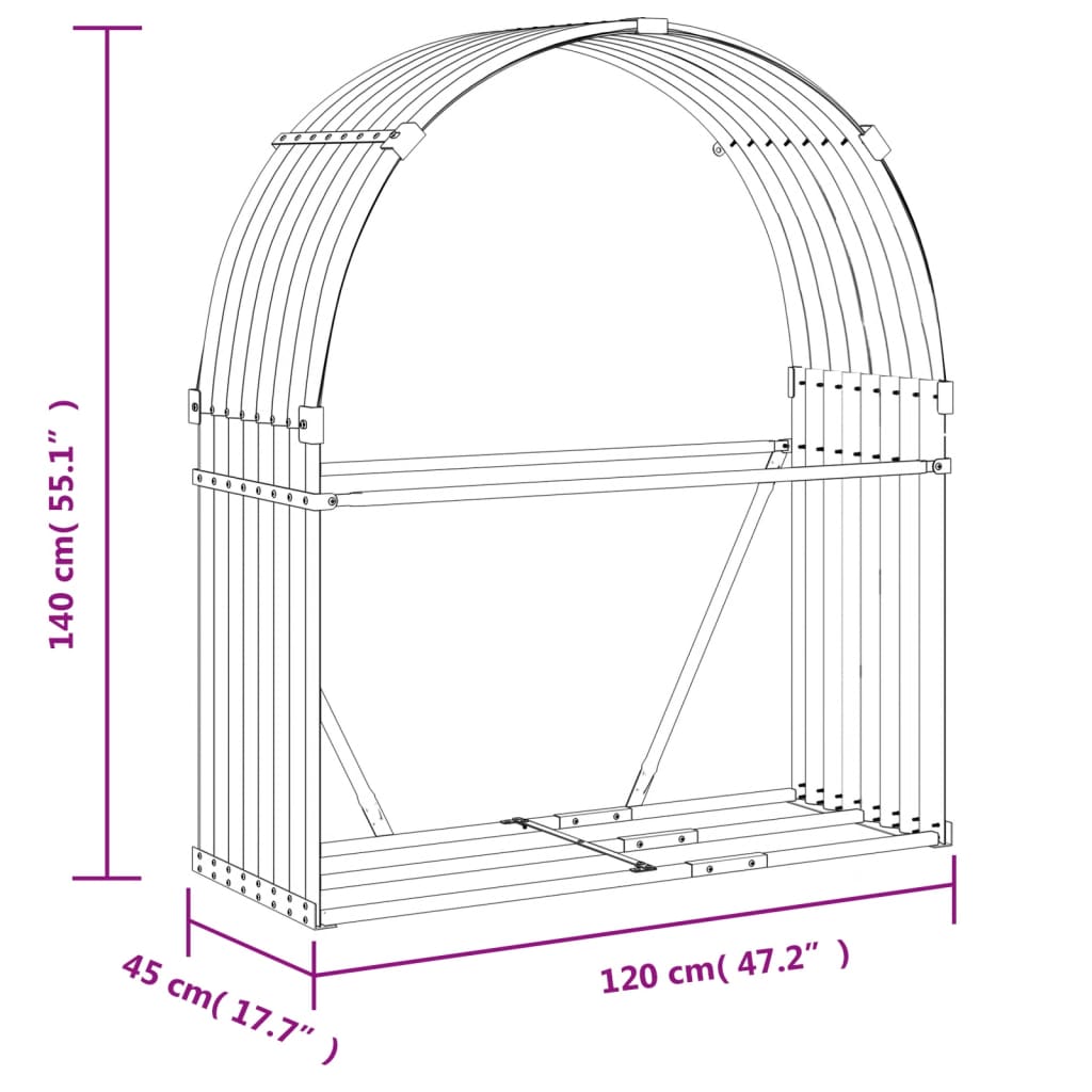 Log Holder Anthracite 120x45x140 cm Galvanised Steel