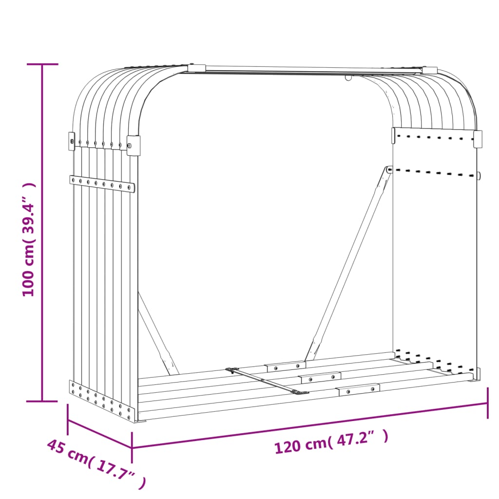 Log Holder Anthracite 120x45x100 cm Galvanised Steel