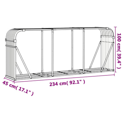 Log Holder Brown 234x45x100 cm Galvanised Steel