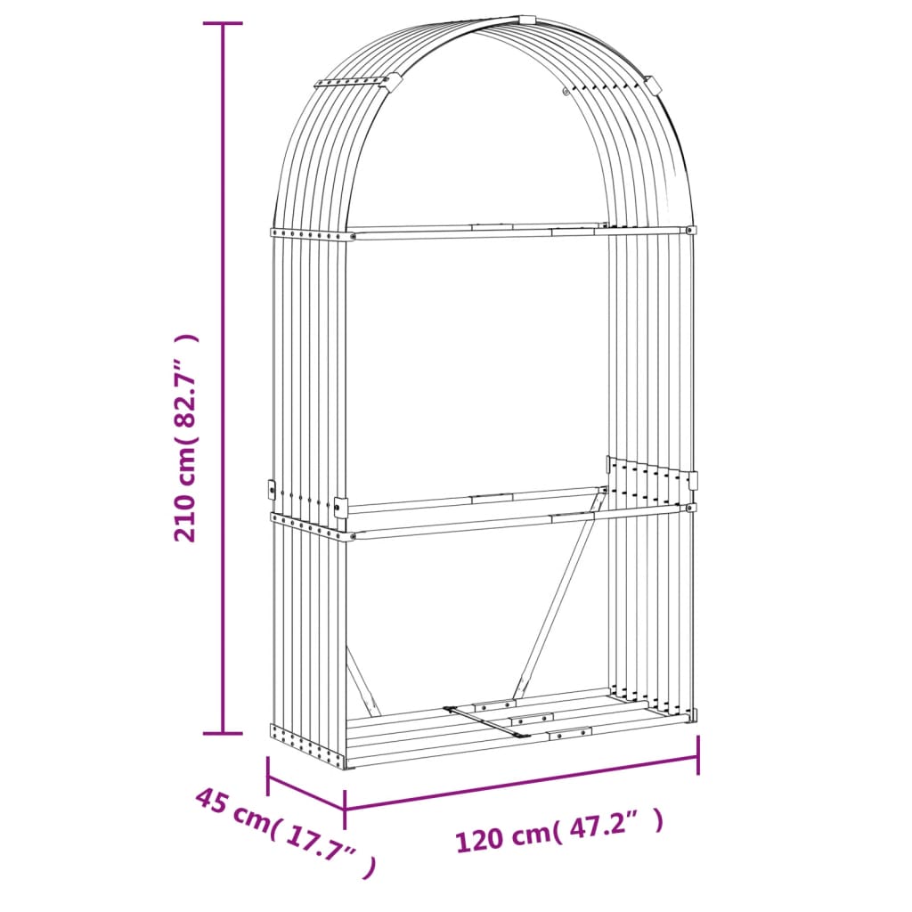 Log Holder Light Brown 120x45x210 cm Galvanised Steel