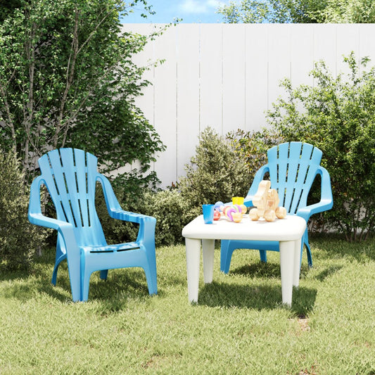 Garden Chairs 2 pcs for Children Blue 37x34x44 cm PP Wooden Look