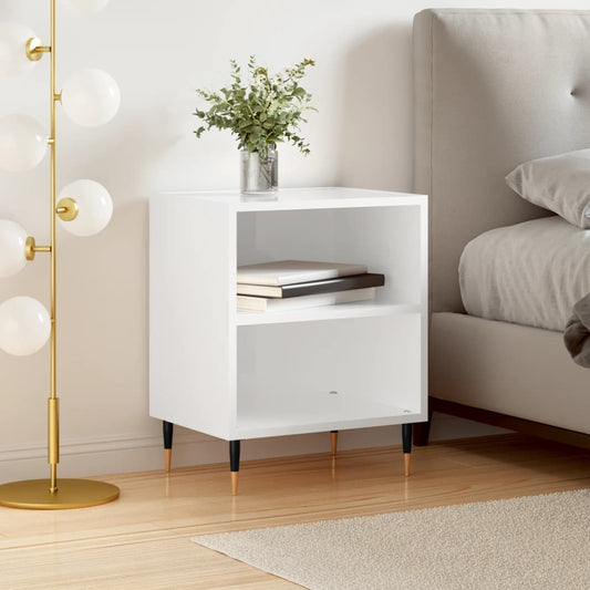 Bedside Cabinet High Gloss White 40x30x50 cm Engineered Wood