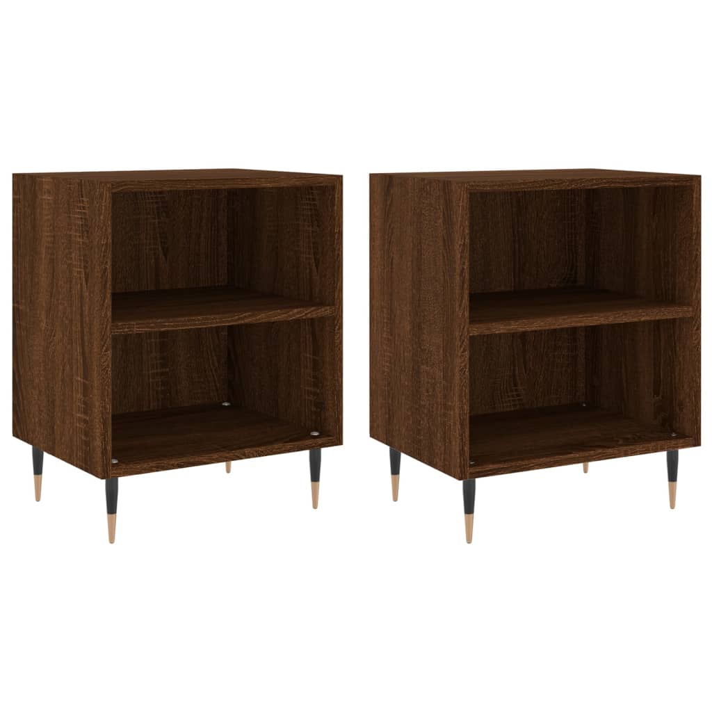 Bedside Cabinets 2 pcs Brown Oak 40x30x50 cm Engineered Wood