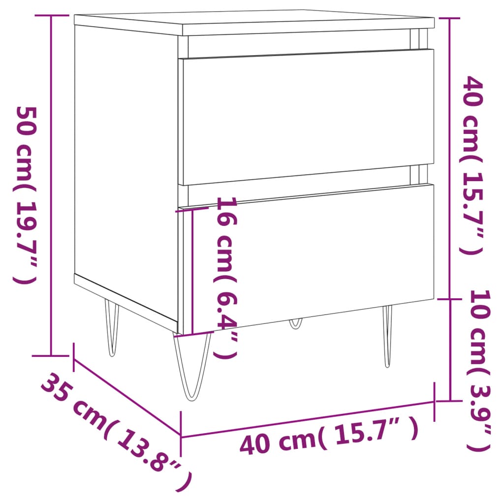 Bedside Cabinet Grey Sonoma 40x35x50 cm Engineered Wood