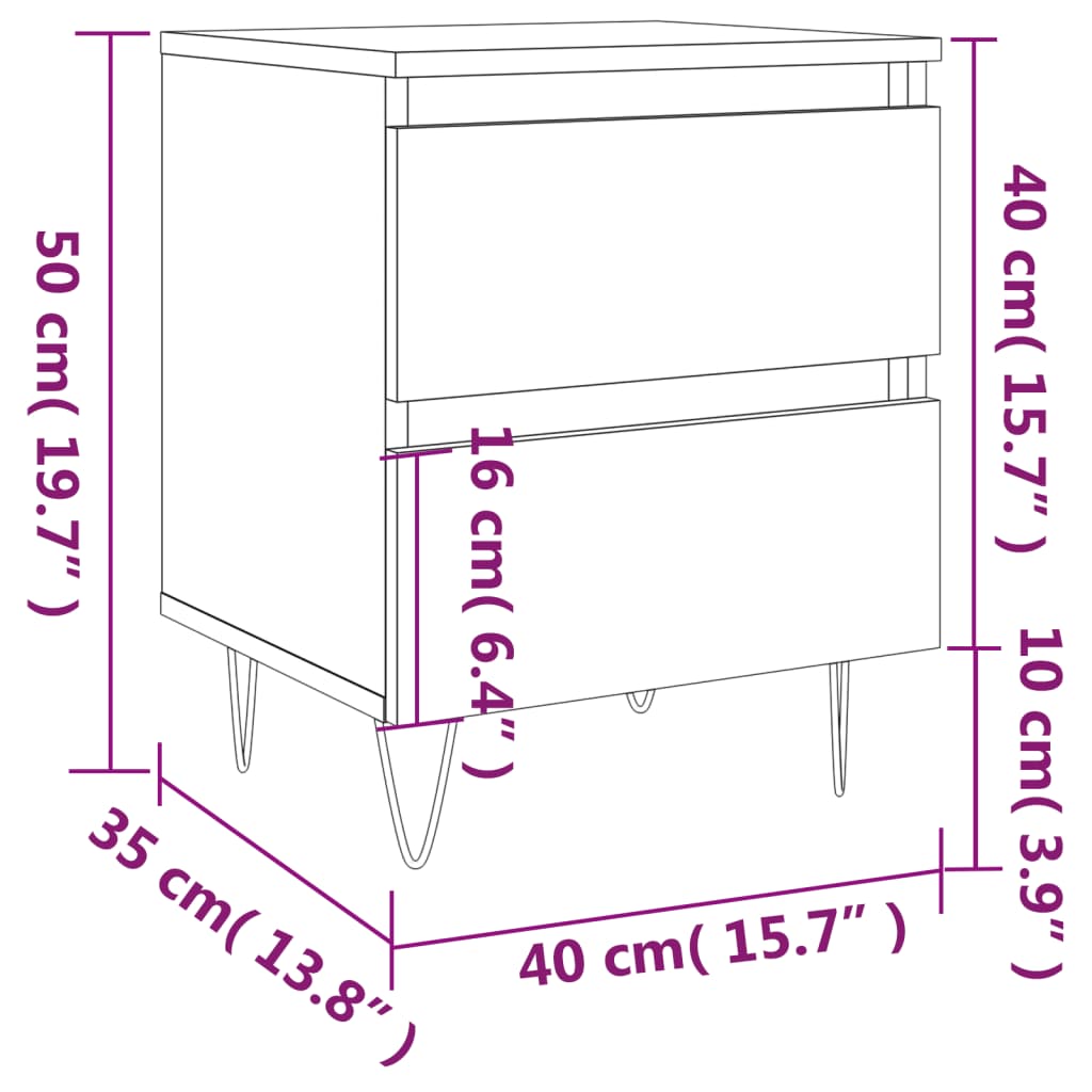 Bedside Cabinets 2 pcs Grey Sonoma 40x35x50 cm Engineered Wood