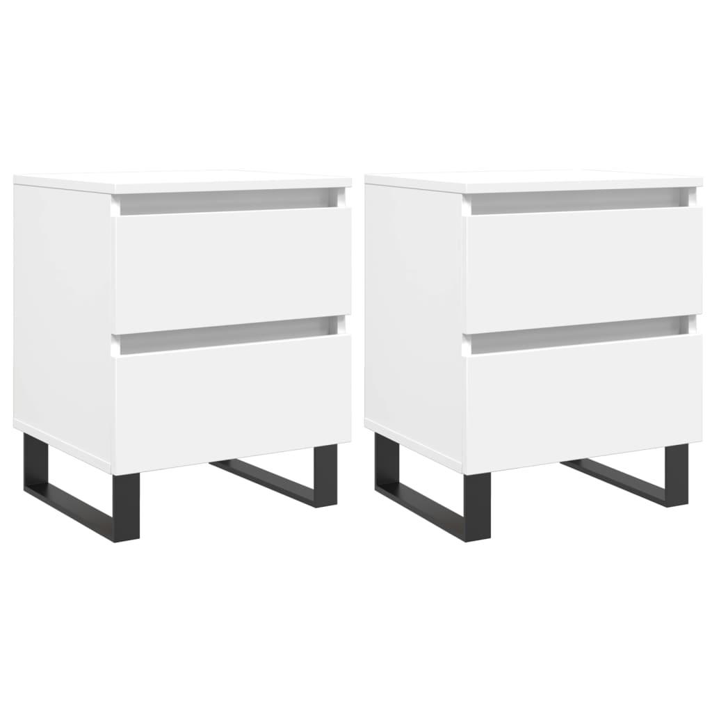 Bedside Cabinets 2 pcs White 40x35x50 cm Engineered Wood