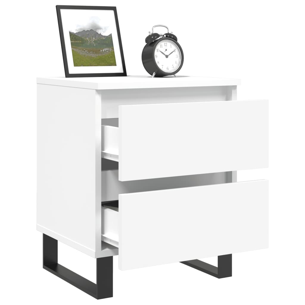 Bedside Cabinets 2 pcs White 40x35x50 cm Engineered Wood