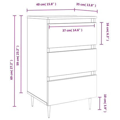 Bedside Cabinet Smoked Oak 40x35x69 cm Engineered Wood