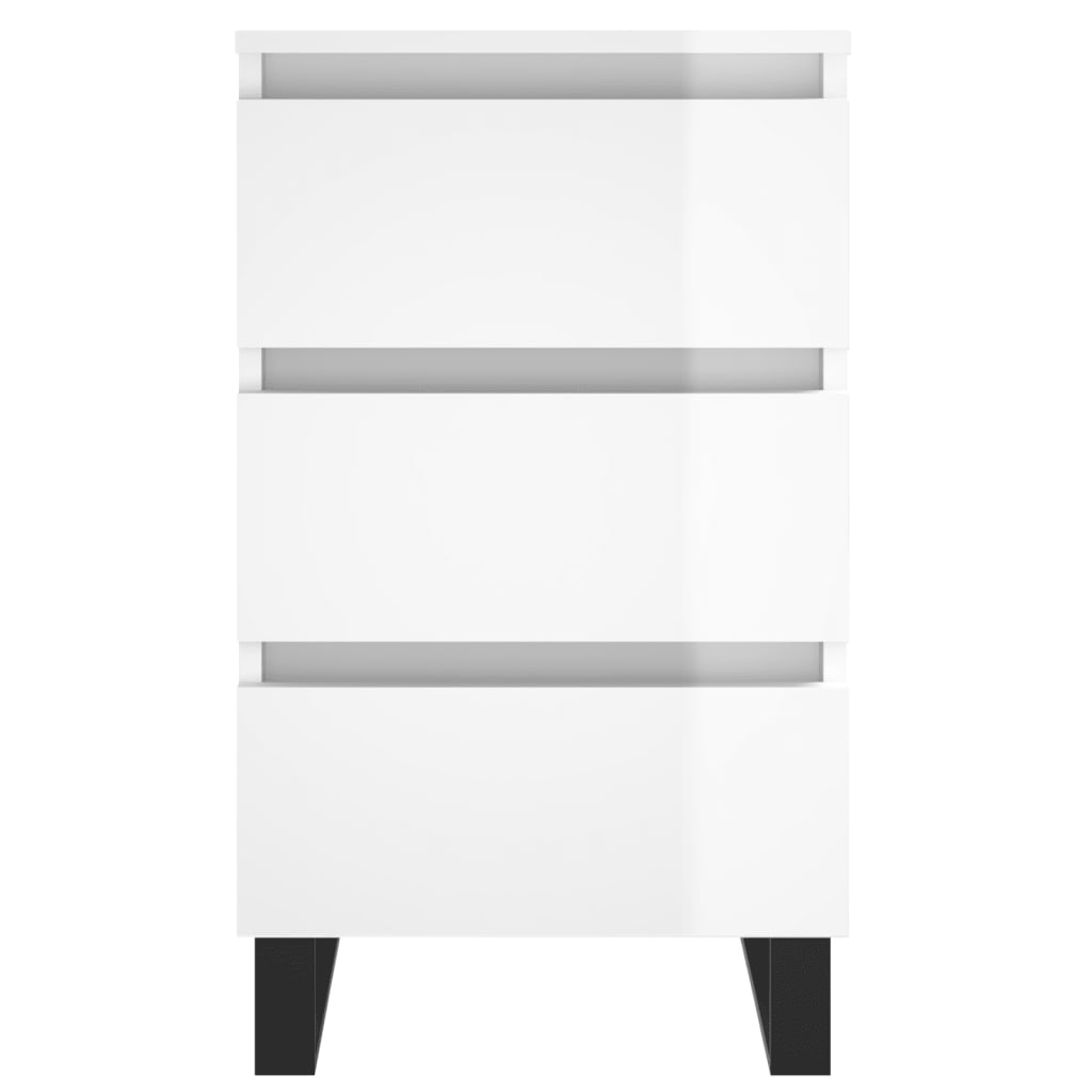 Bedside Cabinets 2 pcs High Gloss White 40x35x69 cm Engineered Wood