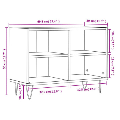 TV Cabinet High Gloss White 69.5x30x50 cm Engineered Wood