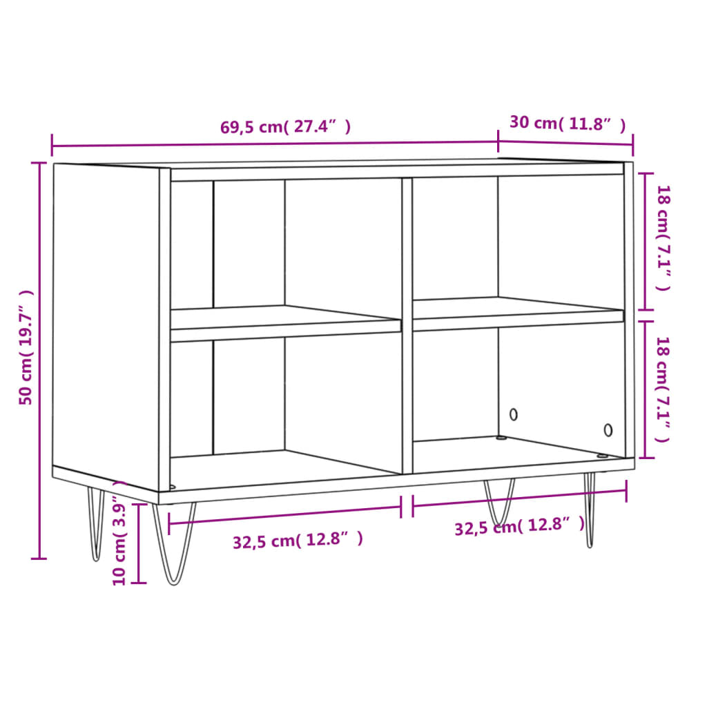 TV Cabinet Sonoma Oak 69.5x30x50 cm Engineered Wood