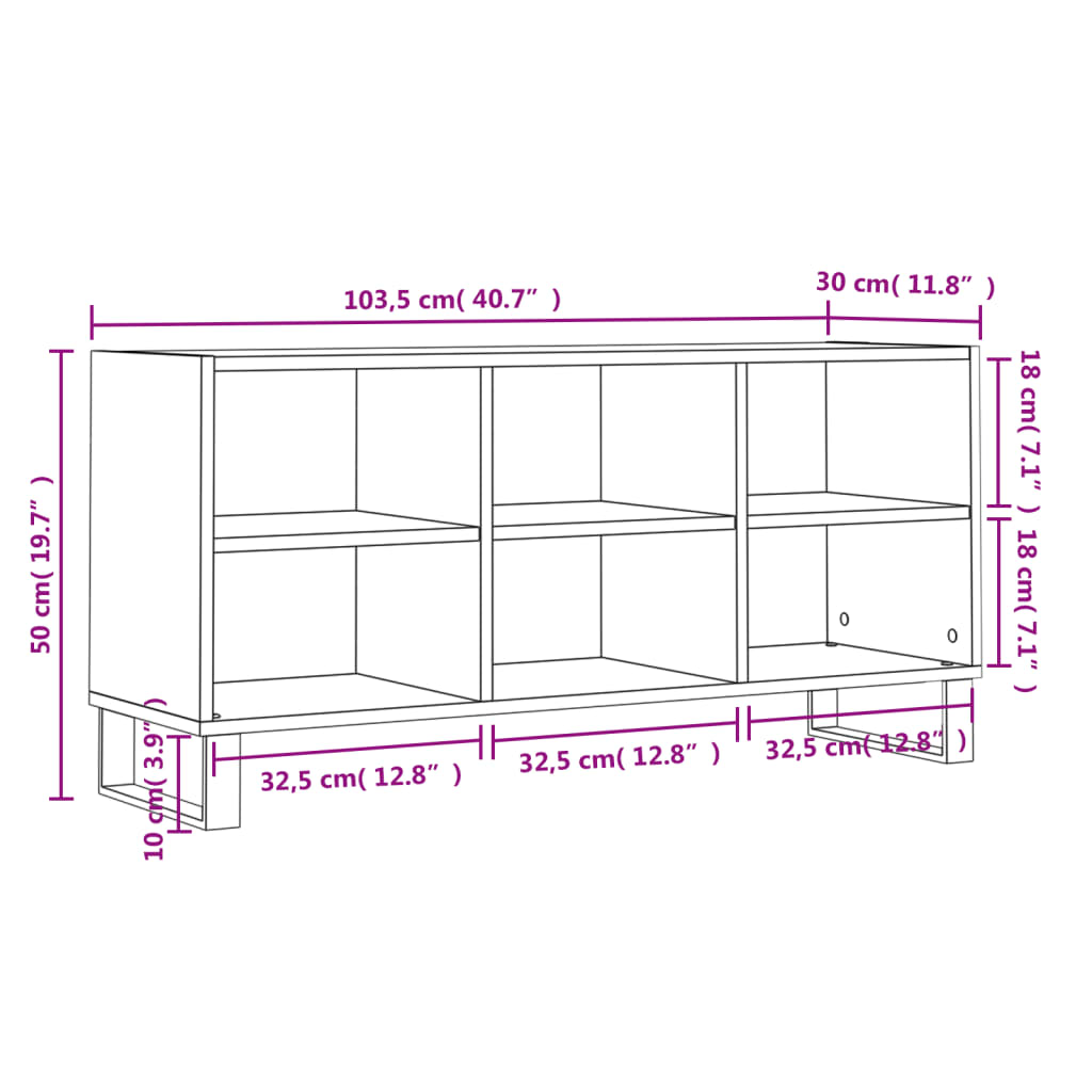 TV Cabinet High Gloss White 103.5x30x50 cm Engineered Wood