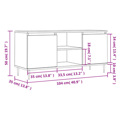 TV Cabinet Smoked Oak 104x35x50 cm Engineered Wood