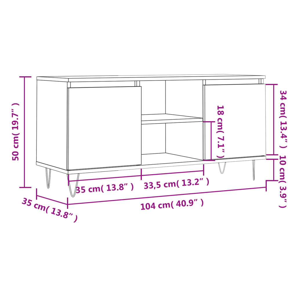 TV Cabinet White 104x35x50 cm Engineered Wood