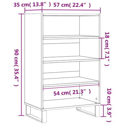 Highboard High Gloss White 57x35x90 cm Engineered Wood