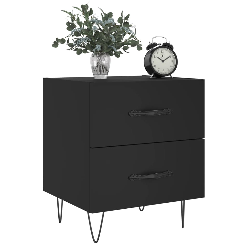 Bedside Cabinets 2 pcs Black 40x35x47.5 cm Engineered Wood