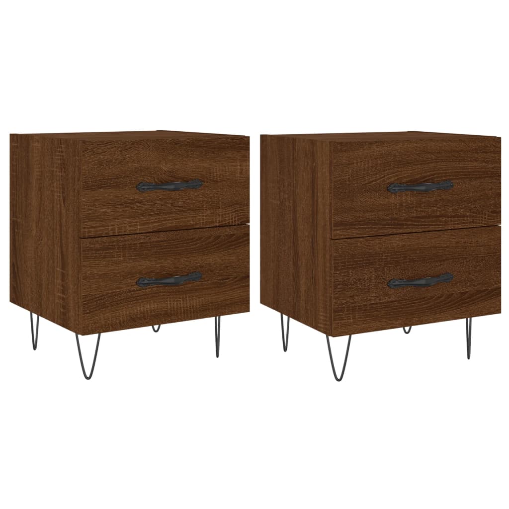 Bedside Cabinets 2 pcs Brown Oak 40x35x47.5 cm Engineered Wood