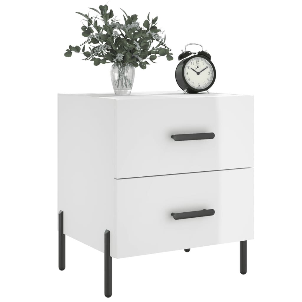 Bedside Cabinets 2 pcs High Gloss White 40x35x47.5 cm Engineered Wood