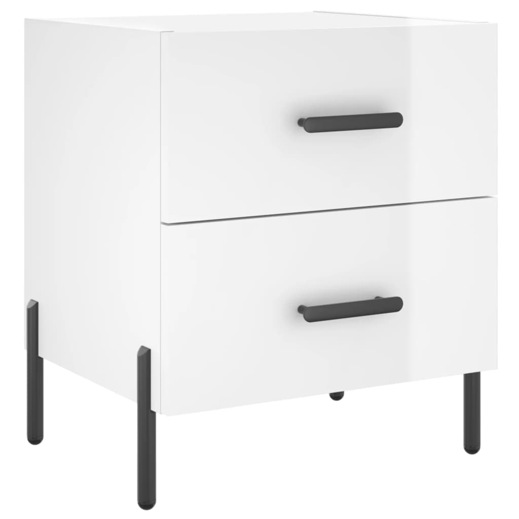 Bedside Cabinets 2 pcs High Gloss White 40x35x47.5 cm Engineered Wood