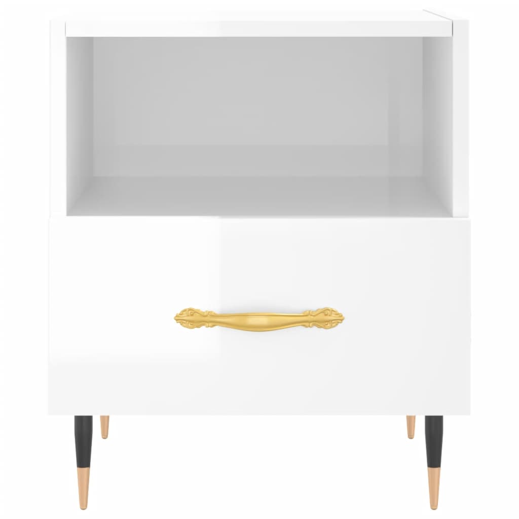 Bedside Cabinet High Gloss White 40x35x47.5 cm Engineered Wood