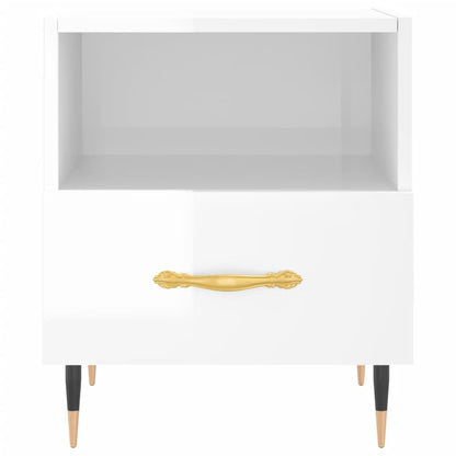 Bedside Cabinet High Gloss White 40x35x47.5 cm Engineered Wood