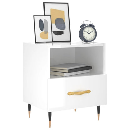 Bedside Cabinet High Gloss White 40x35x47.5 cm Engineered Wood