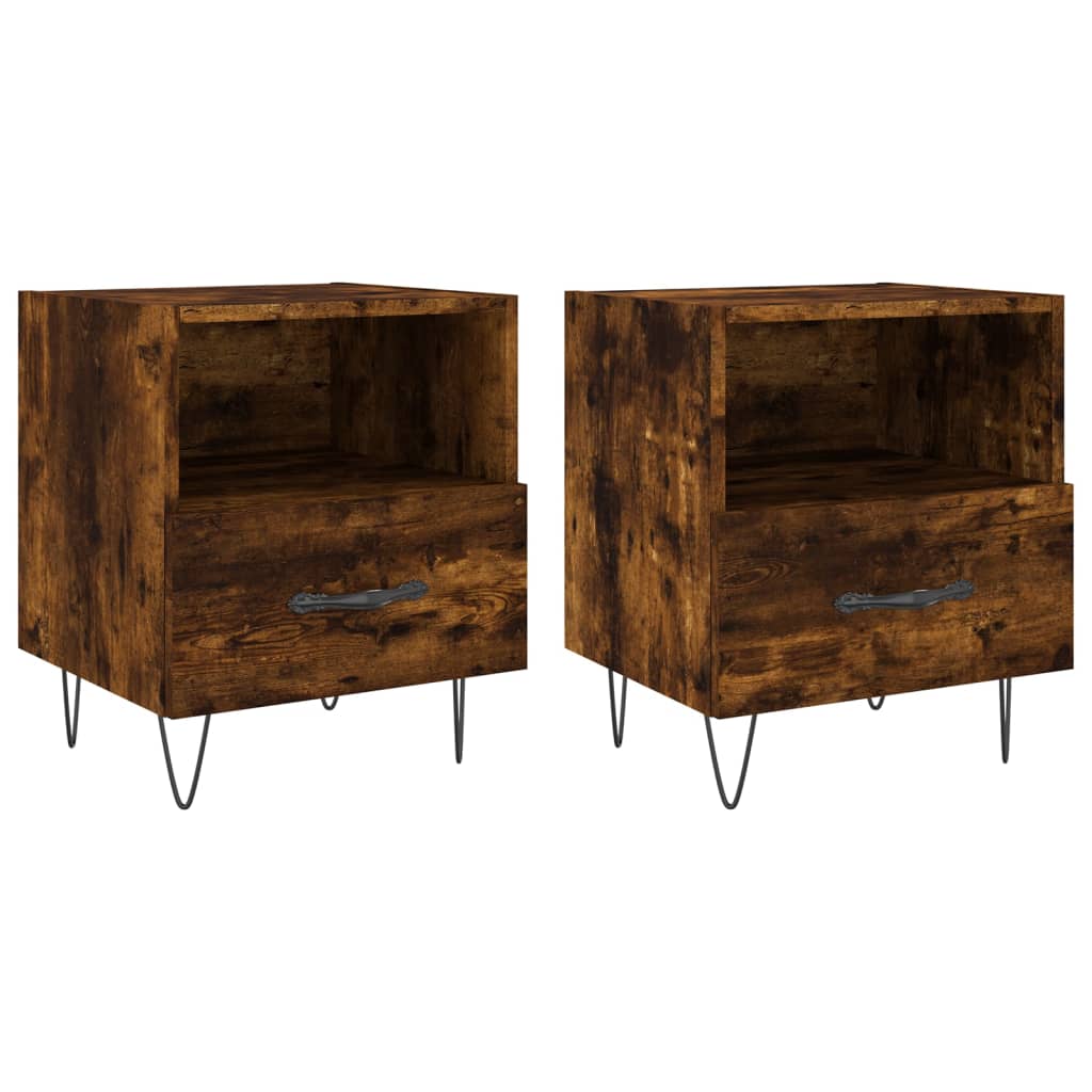 Bedside Cabinets 2 pcs Smoked Oak 40x35x47.5 cm Engineered Wood