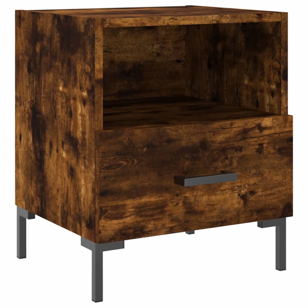 Bedside Cabinet Smoked Oak 40x35x47.5 cm Engineered Wood