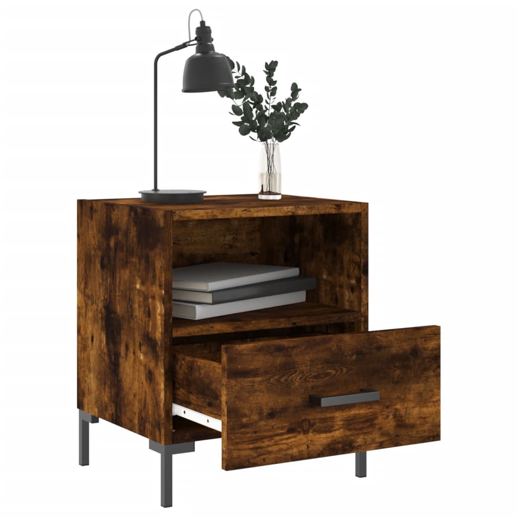 Bedside Cabinet Smoked Oak 40x35x47.5 cm Engineered Wood