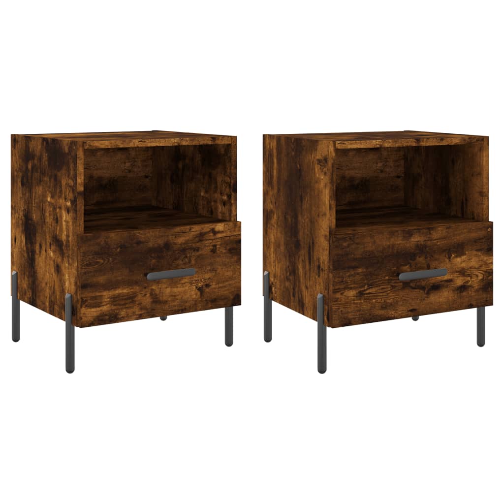 Bedside Cabinets 2 pcs Smoked Oak 40x35x47.5 cm Engineered Wood