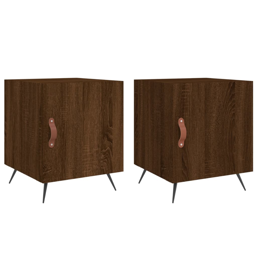 Bedside Cabinets 2 pcs Brown Oak 40x40x50 cm Engineered Wood