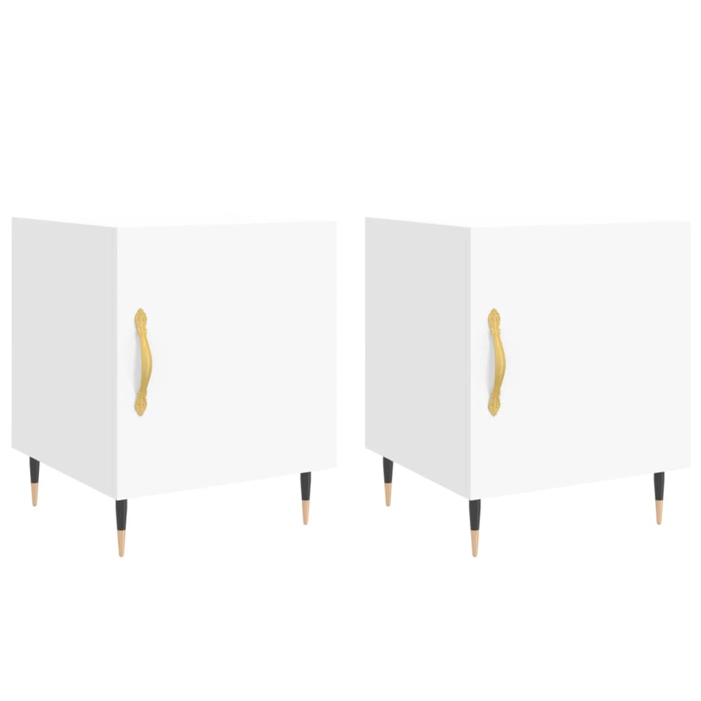 Bedside Cabinets 2 pcs White 40x40x50 cm Engineered Wood