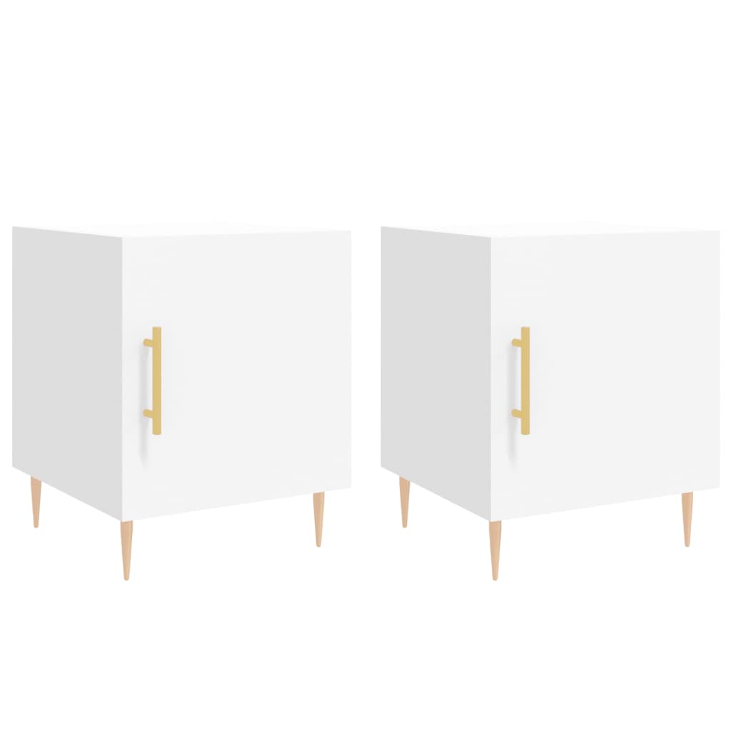 Bedside Cabinets 2 pcs White 40x40x50 cm Engineered Wood