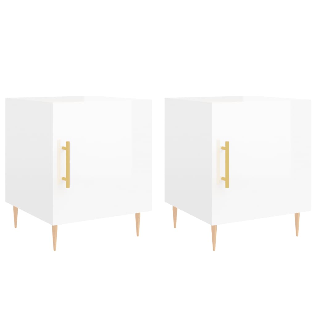 Bedside Cabinets 2 pcs High Gloss White 40x40x50 cm Engineered Wood