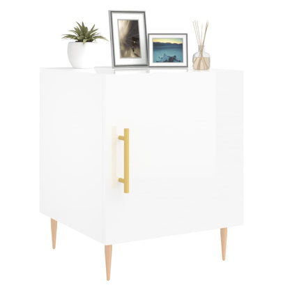 Bedside Cabinets 2 pcs High Gloss White 40x40x50 cm Engineered Wood