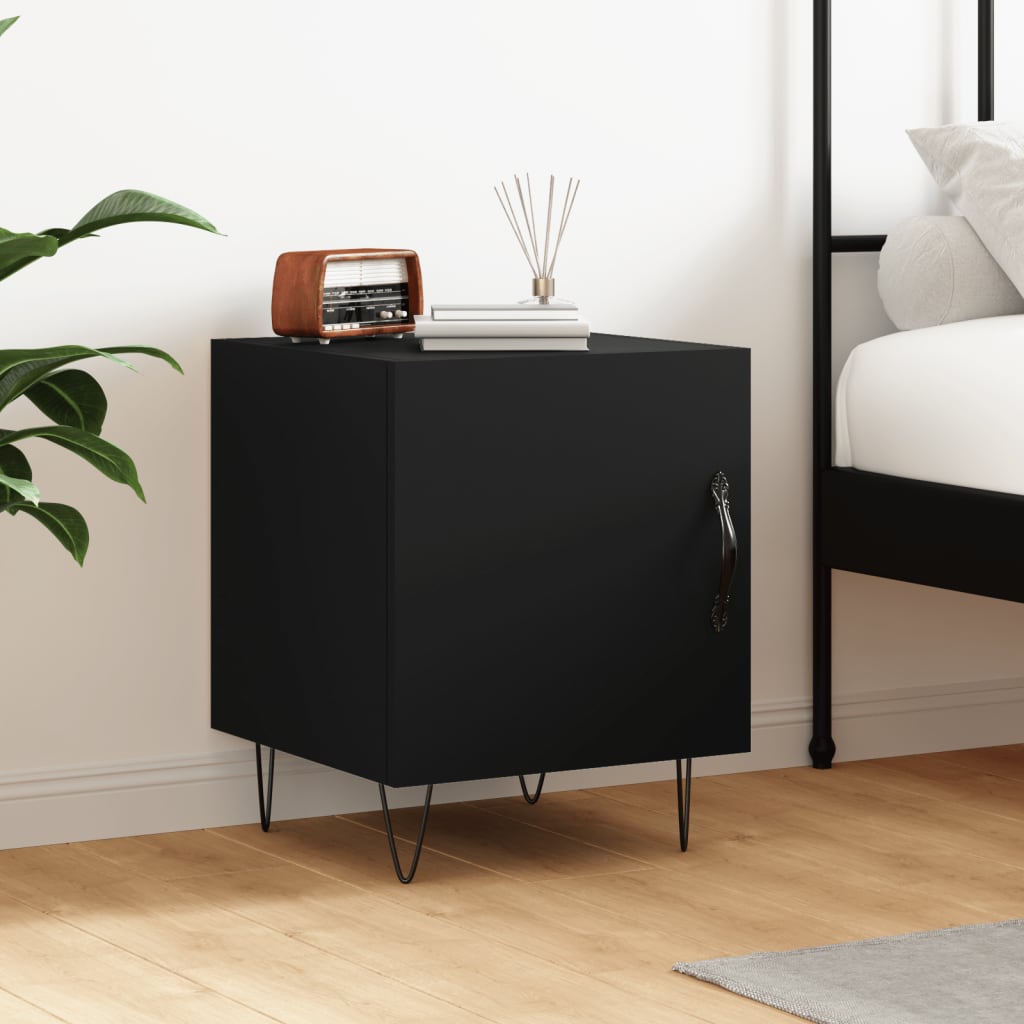 Bedside Cabinet Black 40x40x50 cm Engineered Wood