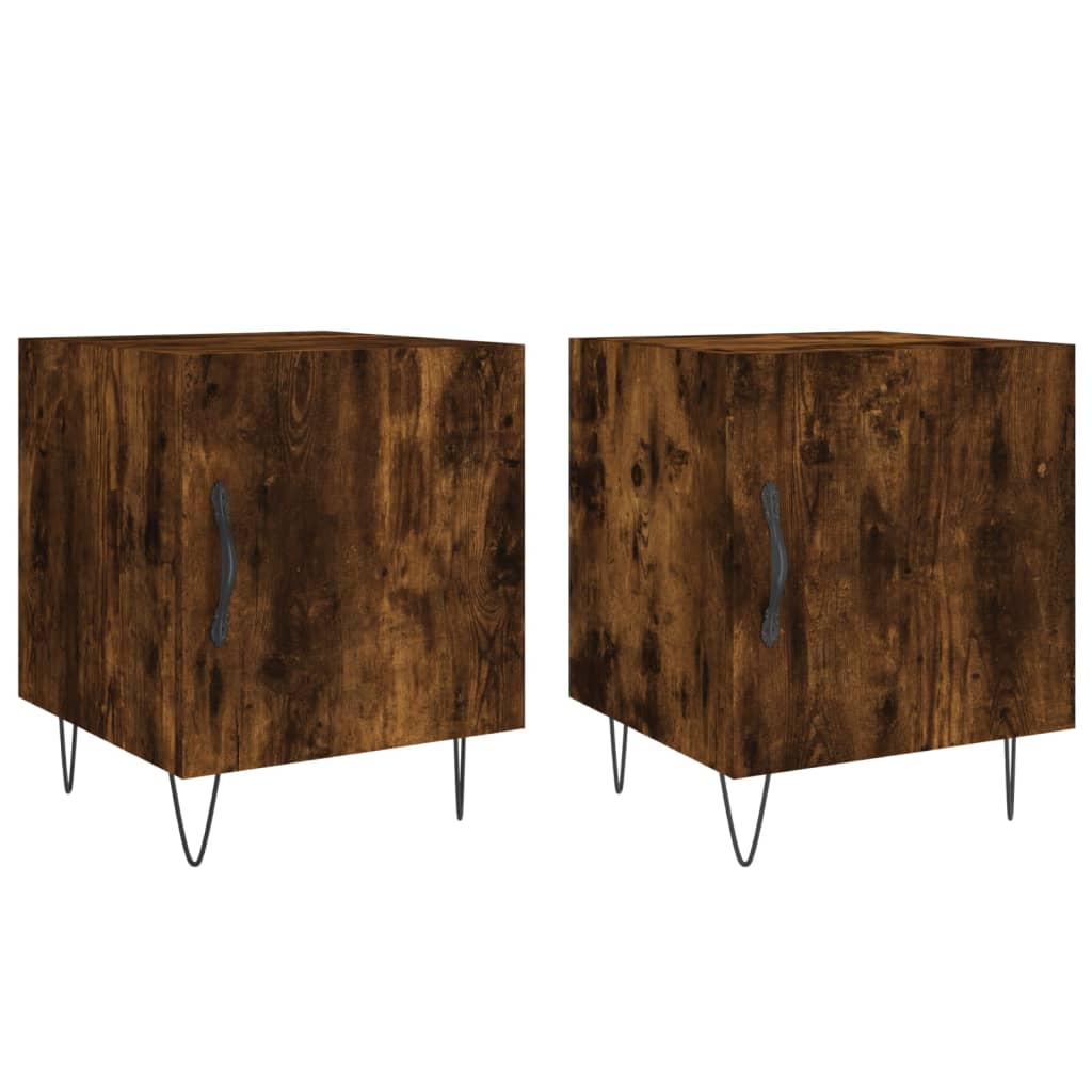 Bedside Cabinets 2 pcs Smoked Oak 40x40x50 cm Engineered Wood